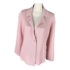 EILEEN FISHER Pale Pink Silk Cotton One Long Sleeve Button Jacket Size Petite PL